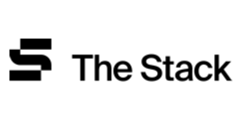 white logo of The Stack